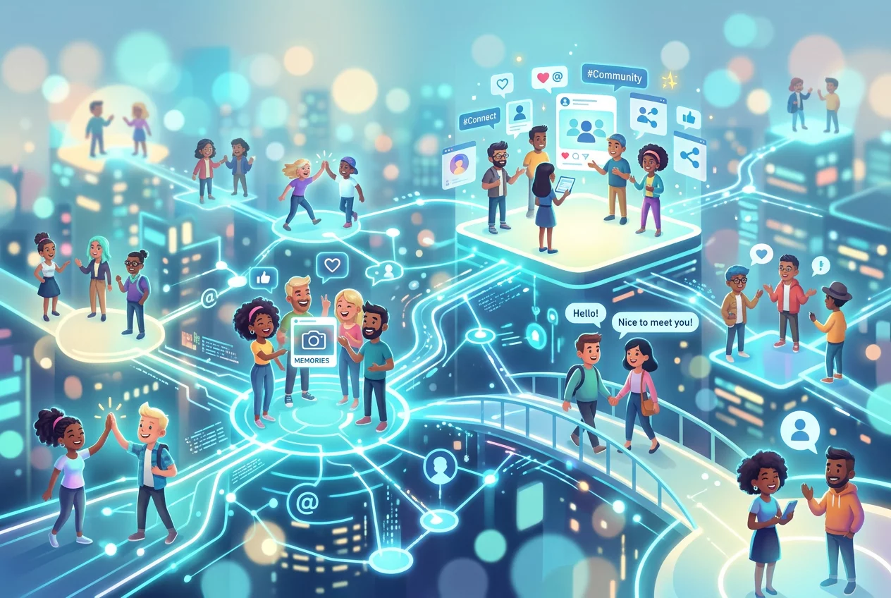 People meeting in virtual space